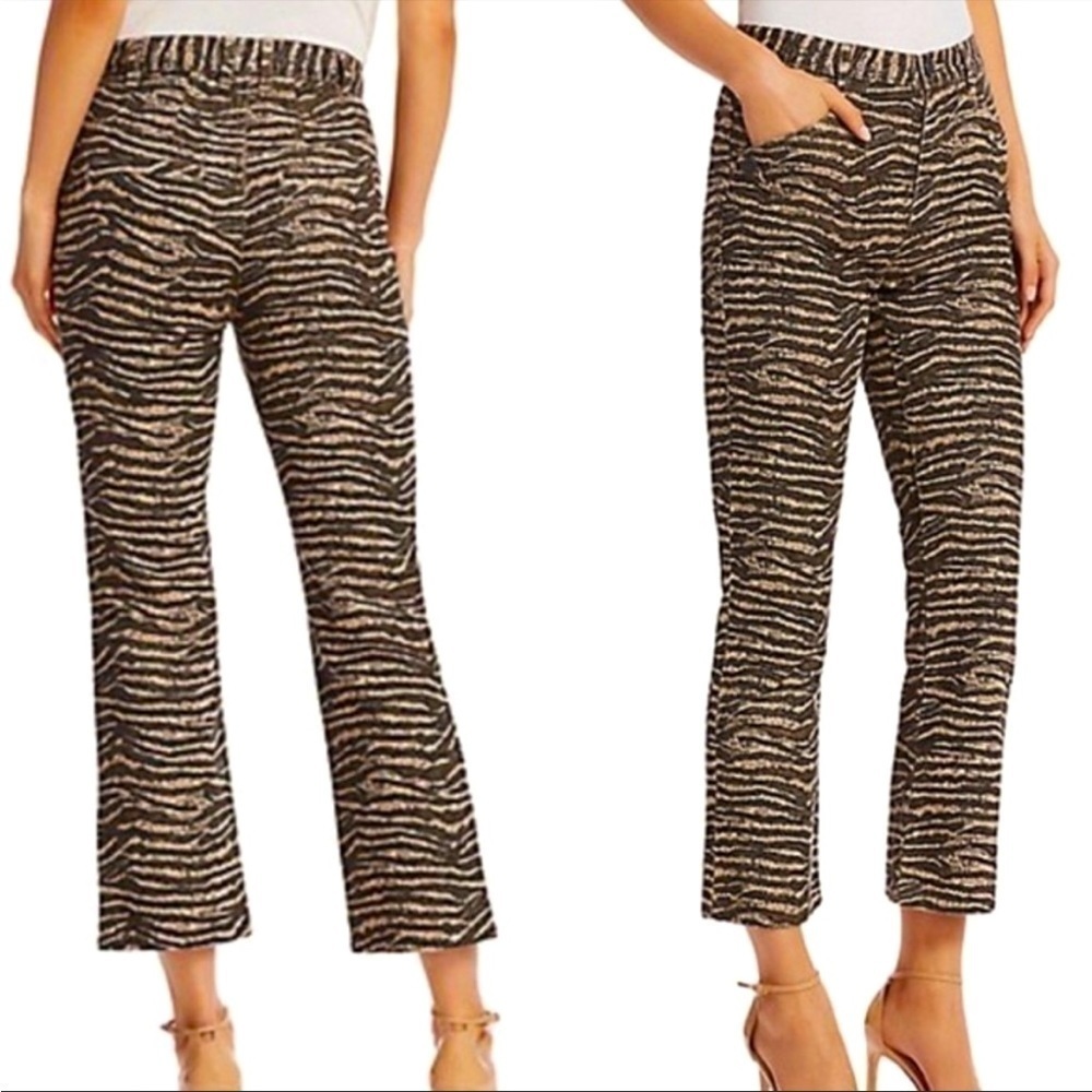 JOIE Sharma Printed Denim Ankle Flared Pants